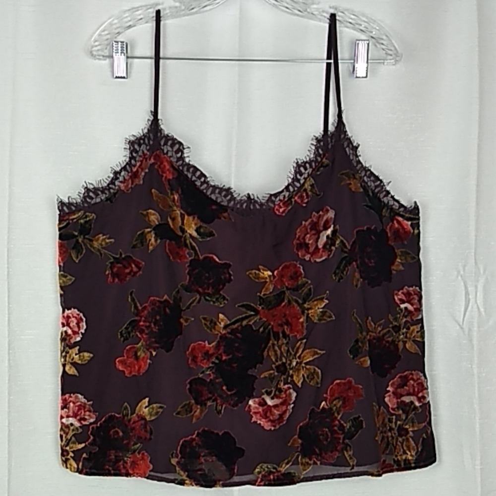 a.n.a. burnt velvet floral camisole  sz XL
